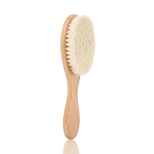 Sonew Goat Hair Brush, Oblong Wooden Handle Retro Oil Head Brush with Non Slip Eco Friendly Hairbrush for Men Women Baby Oily Hair, Hair Cleaning Tool