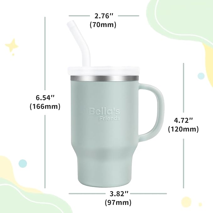 Bella's Friends Life Handy Mini Tumbler, 9 oz Sippy Cups for Toddlers 1-3, Stainless Interior, Leak‑Proof Toddler Cups, Birthday Gifts for 1 Year Old Girls Boys, Baby Girl Essentials, 2 Pack