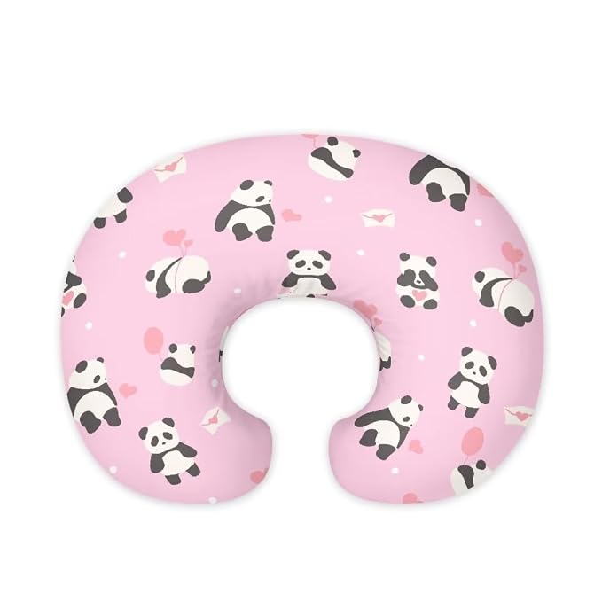 Breathable & Skin-Friendly Nursing Pillow Cover for Mother and Infant Room,Comfortable & Machine Washable Nursing Pillow Cover,Panda Love 2Pcs