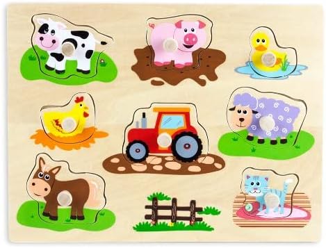 212 Main Professor Poplars Wooden Barnyard Peg Puzzle
