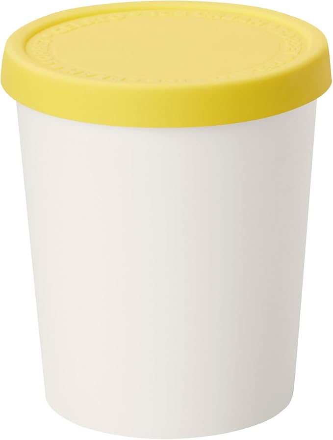 Tovolo Sweet Treat, Reusable Ice Cream Container for Homemade Ice Cream, Lemon - 1 Quart Stackable Storage Tubs with Silicone Lids for Freezer - BPA-Free & Dishwasher-Safe