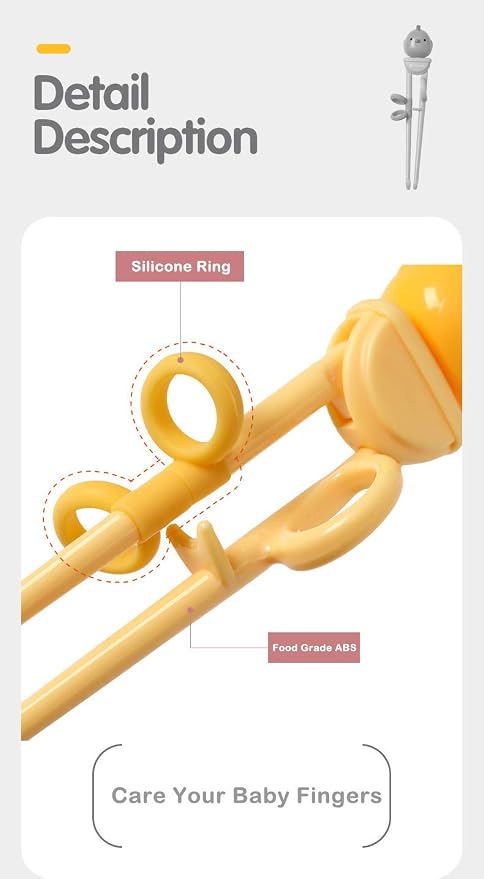 Training Chopsticks for Kids - Use Completely Harmless Material - Anti-Dislocation Buckle Design - Includes Portable Box (Yellow)