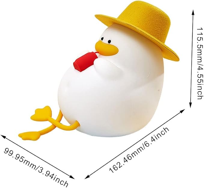Cute Duck USB Rechargeable Night Light, Silicone Kids Lamp with 30 Minute Timer & Tap Control, for Nursery & Kids' Room Decor