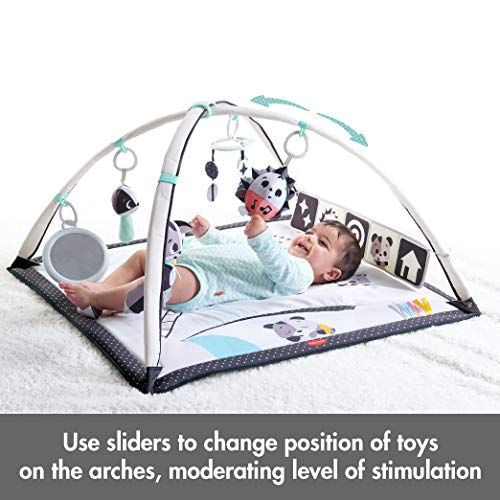 Tiny Love Baby Tummy Time Play Mat, Gymini Deluxe Baby Play Mats for Floor, Magical Tales Black & White Activity Gym