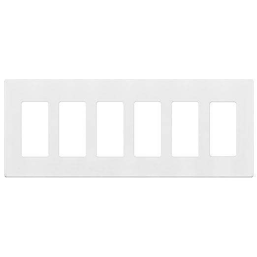 ENERLITES Screwless Decorator Wall Plate Child Safe Outlet Covers, Size 6-Gang 4.68" H x 12.00??L, Unbreakable Polycarbonate Thermoplastic, SI8836-W, Glossy, White
