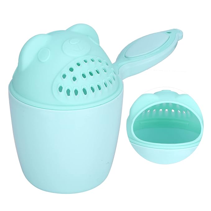 Sorandy Baby Shampoo Cup, Cute Fish Handle Hair Rinser, Kids Bathing Rinser with Detachable Design for Easy Cleaning & Eye Protection (Green)