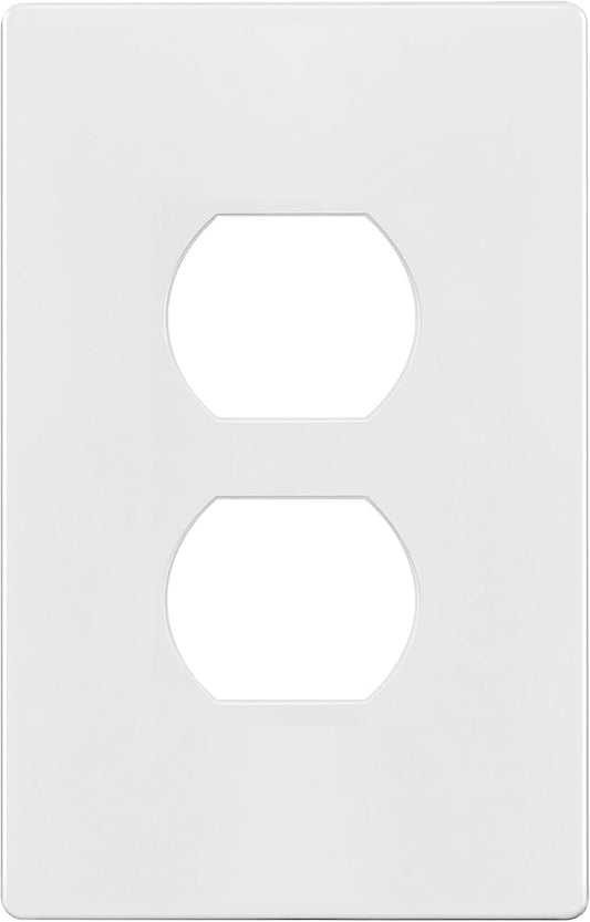 TG Mid-Size Screwless Duplex Wall Plate, Child Safe Receptacle Outlet Cover, Medium Size 1-Gang 4.88" H x 3.11" L, Polycarbonate Thermoplastic, UL Listed, SP-MS1-W, White (1 Pack)