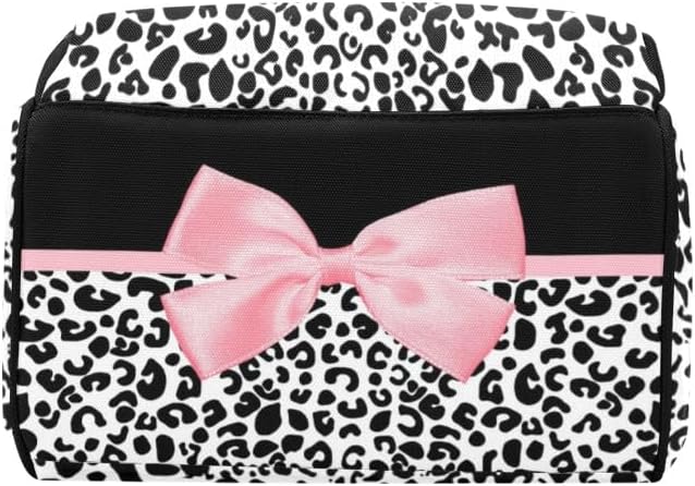 Personalized Diaper Backpack Pink Bow Leopard Print Multi Function Diaper Bag Travel Daypack Nursing Nappy Bag