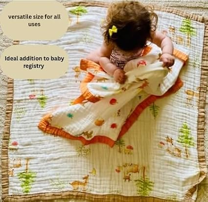 2-Pack Muslin Swaddle Blanket – 100% Organic Cotton Baby Blanket, 6-Layer Soft & Breathable, 43 × 43 in