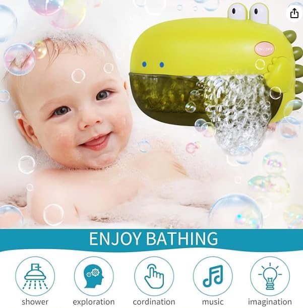 Grechi Dinosaur Bath Toys,Baby Bath Toys for The Baby Bathtub,Toddler Automatic Bubble Machine,Plays 12 Children?™s Songs, Makes Great for Toddlers Age 2 3 Year Old Girl Boy