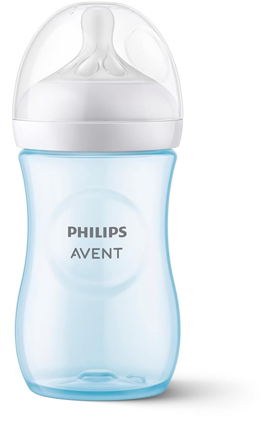 Philips Avent Natural Baby Bottle with Natural Response Nipple, Blue Baby Gift Set with Snuggle, SCD838/04 (Pack of 2)