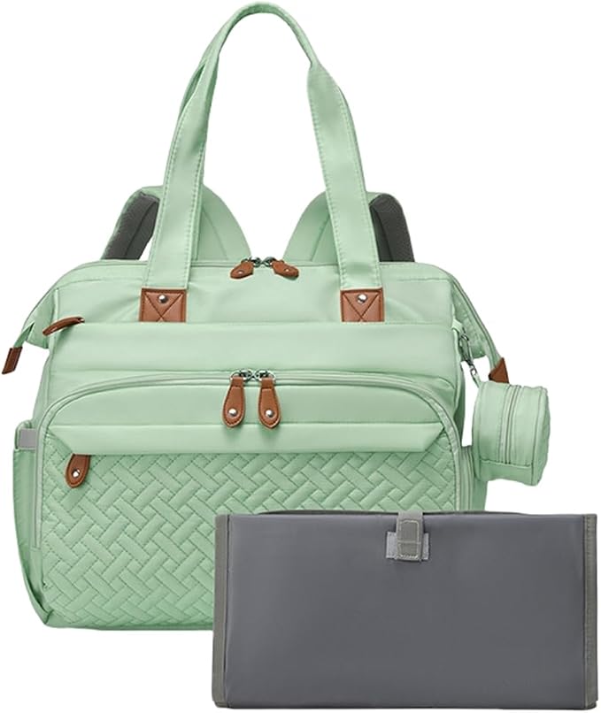 Diaper Bag Backpack with Changing Pad, Pacifier Case, Multi Functional Backpack Mommy Bag with Insulated Pockets (Green)