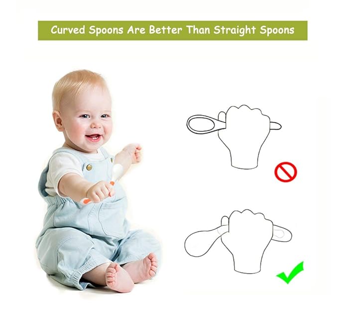 Baby Utensils Spoon Fork Set with Travel Safe Case Toddler Babies Children Feeding Training Spoon Easy Grip Heat-Resistant Bendable Self Feeding Learning Spoon (1 Spoon, 1 Fork)