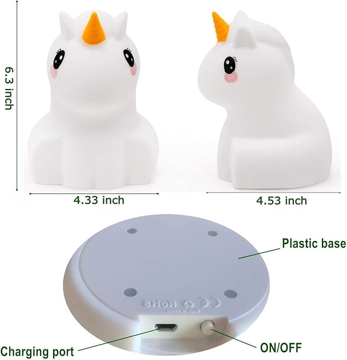Night Light, Big Size Night Light for Kids, Bedside Multicolor Lamp for Children, Remote&Touch Control, Break Resistant, Adjustable Brightness & Color, Timing Function - Large Unicorn