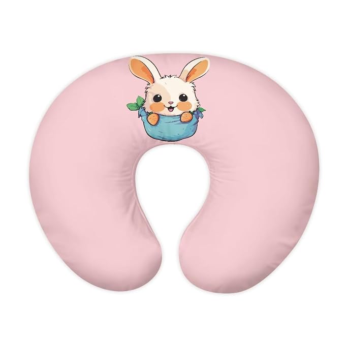 Rabbit Pink Nursing Pillow Slipcover Sleeve, Breathable & Skin-Friendly Nursing Pillow Cover for Breastfeeding Mom, Pillow Not Included