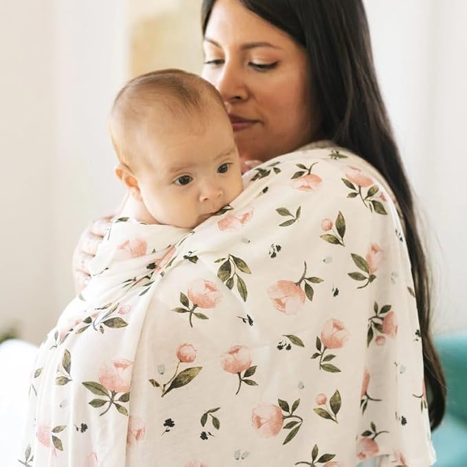 Little Unicorn Stretch Knit Swaddle Blanket | Single | Super Soft | Swaddling, Burping, Nursing | Newborns and Infants | Large 47” x 47” | Machine Washable | Watercolor Rose
