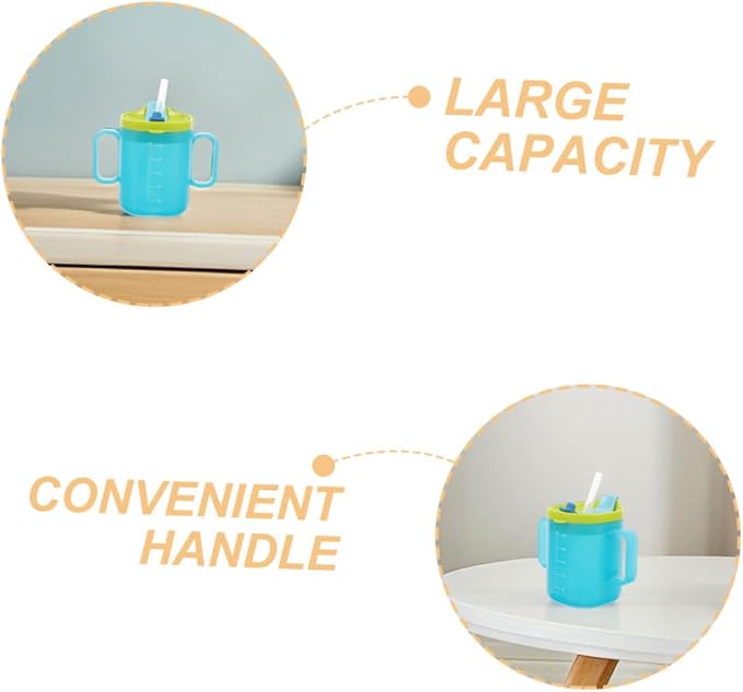 Holibanna 2pcs Training Cup Safe Drinking Cup with Straw Double Handle Design for Elderly Convenient Capacity for Home and Travel