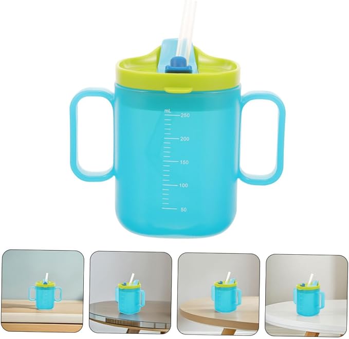 Holibanna 2pcs Training Cup Safe Drinking Cup with Straw Double Handle Design for Elderly Convenient Capacity for Home and Travel