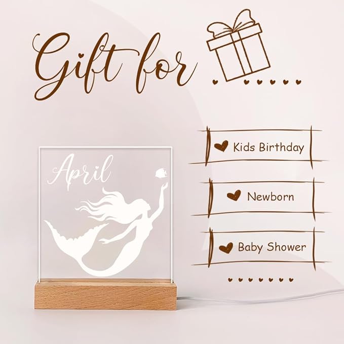 Personalized Name Night Light with Mermaid, Custom Name Led Lamp for Baby Kids, Brighter Made Customized Night Light Gift for Girl Boys