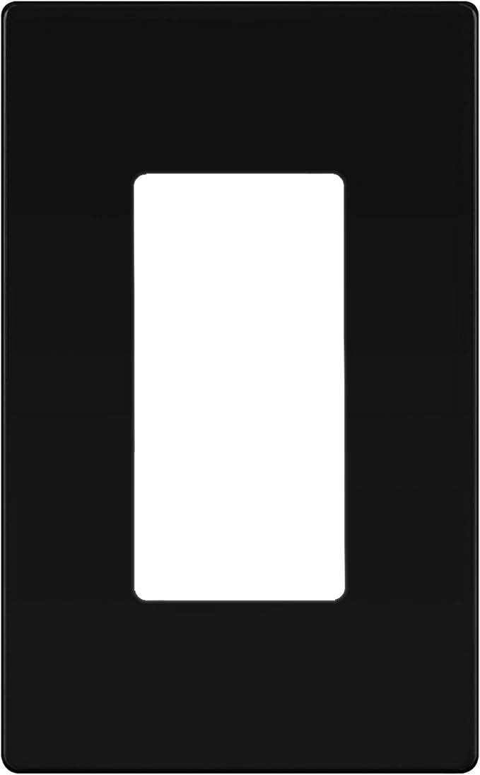 TG Screwless Decorator Wall Plates Child Safe Outlet Covers, Size 1-Gang 4.68" H x 2.93??L, Unbreakable Polycarbonate Thermoplastic, UL Listed, Glossy, Black (1 Pack)