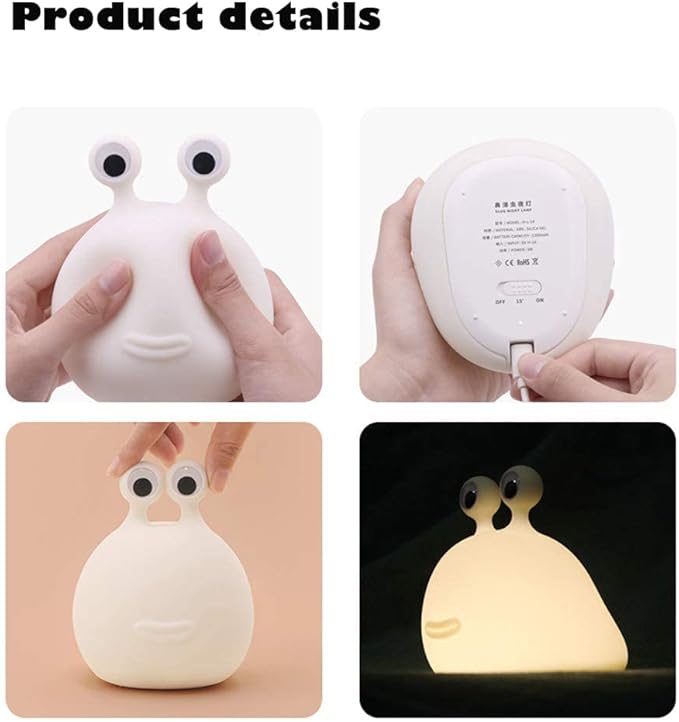 Slug Night Light,Silicone lamp for Kids,USB Rechargeable Cute Animal Lamps Timer Setting Safe Bedside Lamp Portable LED Lamps for Breastfeeding Dorm Room Decor for Christmas Gift