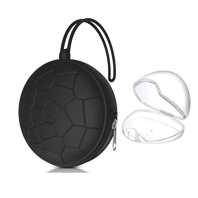 Smlpuame Pacifier Holder Case,BPA Free Portable Pacifier Storage Container,Silicone Baby Pacifier Cover Pouch for Diaper Bag Stroller,Travel Outdoor Activities,Easy to Clean(Black)