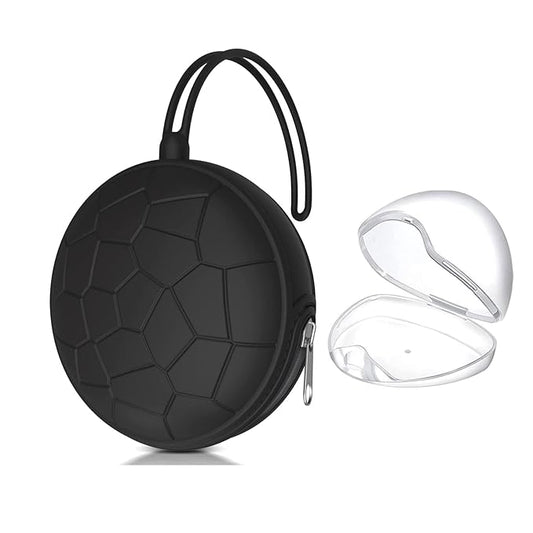 Smlpuame Pacifier Holder Case,BPA Free Portable Pacifier Storage Container,Silicone Baby Pacifier Cover Pouch for Diaper Bag Stroller,Travel Outdoor Activities,Easy to Clean(Black)