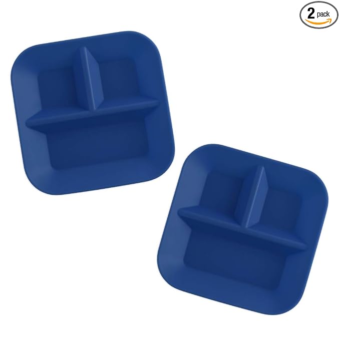 | 100% Silicone Plates for Babies & Kids | Made in The USA | BPA, BPS, Lead, Cadmium, PVC, & Phthalate Free | Children's Divided Placemat Set | Blue, 2 Pack