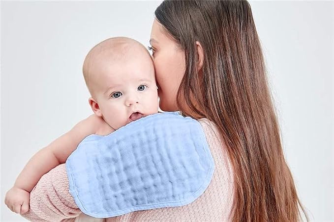 Muslin Baby Burp Cloths, 100% Muslin Cotton Burp Napkins for Newborn Girls and Boys, Absorbent Soft Muslin Baby Burping Rags 10' by 20', 6 Layers Infant Feeding Wipes (Multicolored, Pack of 5).