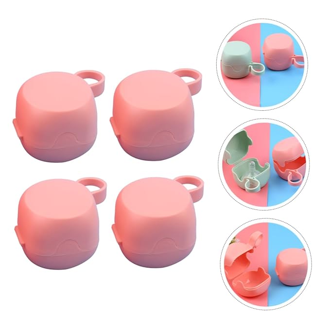 4pcs Pacifier Holder Storage Container Portable Pp Plastic Case for Pacifiers Teethers Lightweight Travel-Friendly Random Color Design