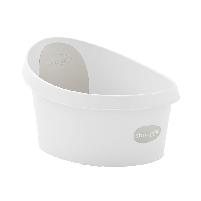 Toddler Bath Tub | Larger Bath for Bigger Kids at Bathtime | Includes Warm and Soft Foam backrest | Grippy Anti-Slip Surface | Includes Easy Drain Bath Plug | White & Grey