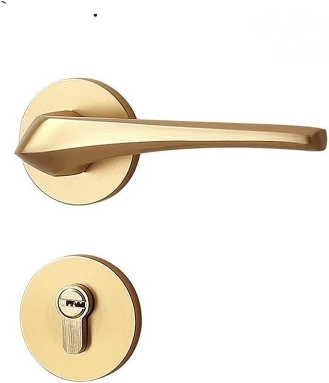 Indoor Golden Door Handle Set Simple Aluminum Alloy Magnetic Door Lock Bedroom Wooden Door Mute Door Handle 1Pcs(A-Style)