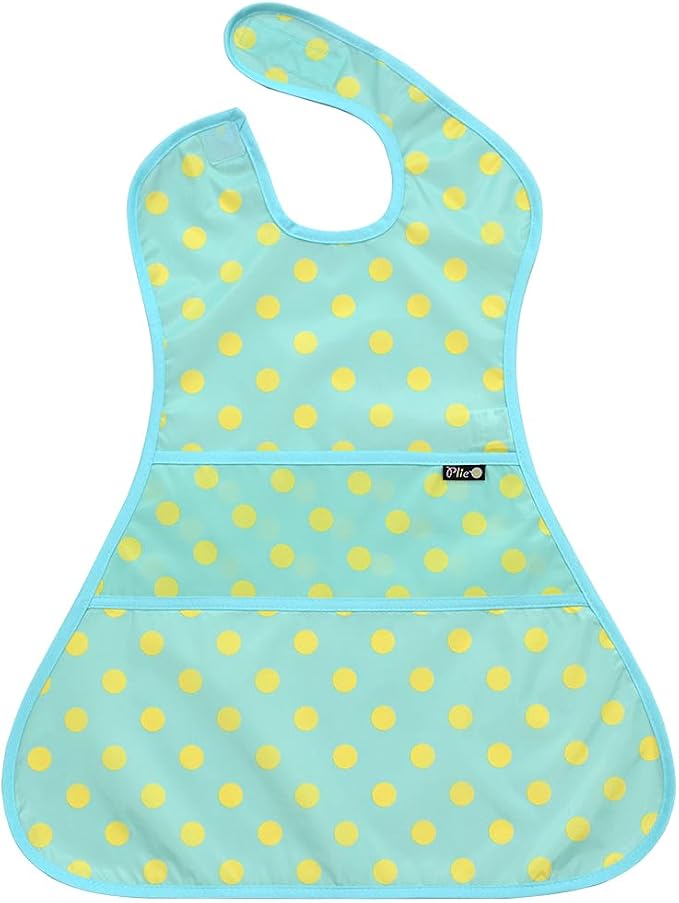 Plie Full Coverage Waterproof Feeding Bib for Toddlers – Extra Long Apron Bib for Mealtime, Self-Feeding, High Chairn