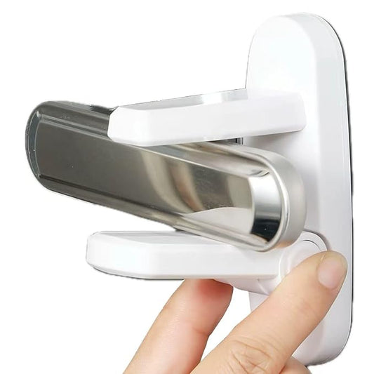Door Lever Lock 1 Pack, No Drilling, ABS Material Door Handle Baby Proof with Strong 3M Adhesive Milky White