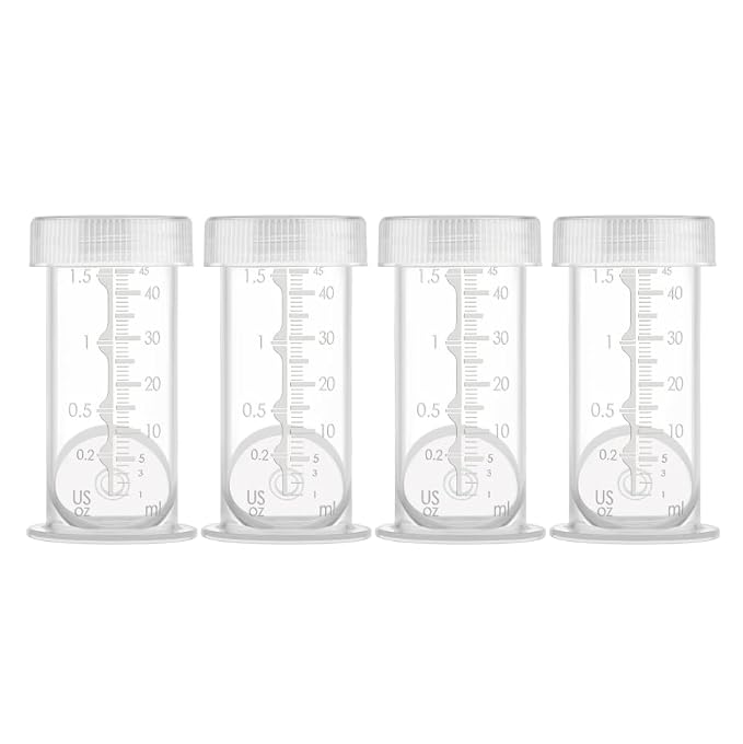 Maymom 1.5 Oz Container Designed for Colostrum & Milk Storage; Leak Proof Lids, Breastmilk Freezer or Refrigerator Storage, Made Without BPA; 4pc/pk