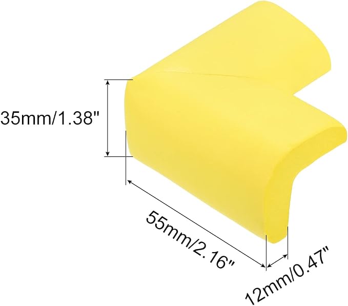 uxcell Corner Guards Edge Protectors, 12Pack Foam Safety Bumper L Shape, 55mm/2.16"(L) for Furniture Corner Table Edge Guard, Yellow