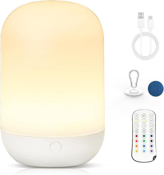 Rechargeable LED Night Light for Kids - Dimmable Bedside Lamp with Remote Control, Portable Baby Night Light with 17 Colors Changing & Timer Setting for Baby Nursery Toddler Room Breastfeeding