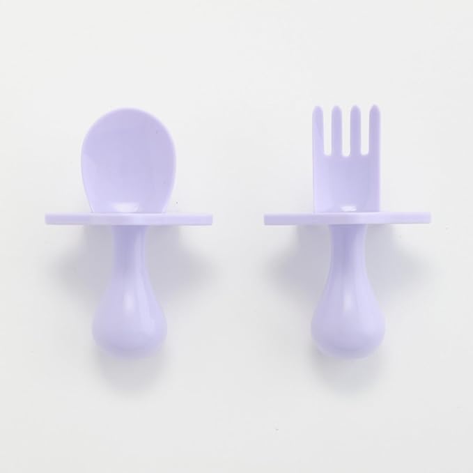 Elli&Nooli Baby Utensil Set - Self-Feeding Baby Spoons - Choke Protection Shield & Toddler Utensil - Dishwasher Safe Easy Cleanup - Lavender, 2-Piece Set