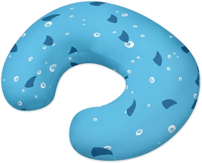 Blue Shark Nursing Pillow Cover, Breastfeeding Pillow Slipcover for Baby Boys & Girls, Soft Nursing Pillow Case for Newborn, Washable & Breathable