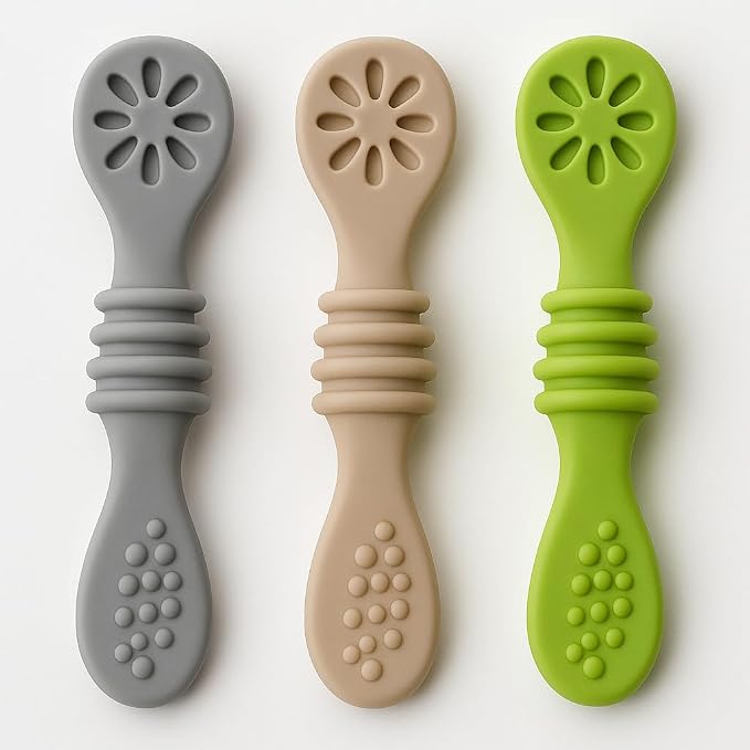 3-Pack Silicone Baby Feeding Spoons – Soft BPA-Free Infant & Toddler Training Spoons for Baby