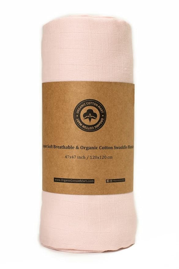 Swaddle Blankets for Baby Girls - Pink Muslin Swaddling Blanket - 100% Organic Cotton Baby Girl Muslin Swaddle Blanket - Gauze Swaddling Blankets and Baby Receiving Blanket - 47”x47”