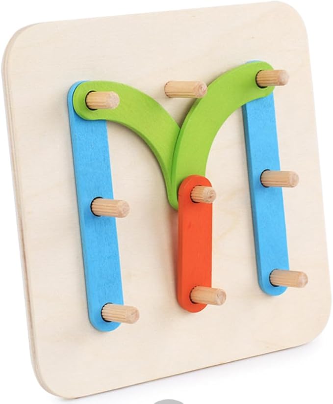Montessori Wooden Shape Puzzle Board, Wooden Letter and Number Construction Activity