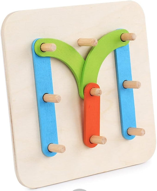 Montessori Wooden Shape Puzzle Board, Wooden Letter and Number Construction Activity