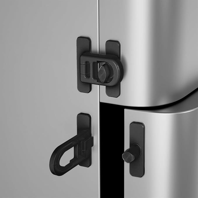 2 Pack Child Proof Refrigerator Lock with Sticky Adhesive Pads, kids Safety Locks for Doors, RV Refrigerator, Oven Lock Safety Baby Cabinet Locks, Black