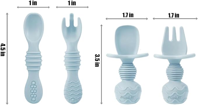 PandaEar 9PCS Silicone Baby Feeding Set & 7 Pack Silicone Baby Feeding Spoons