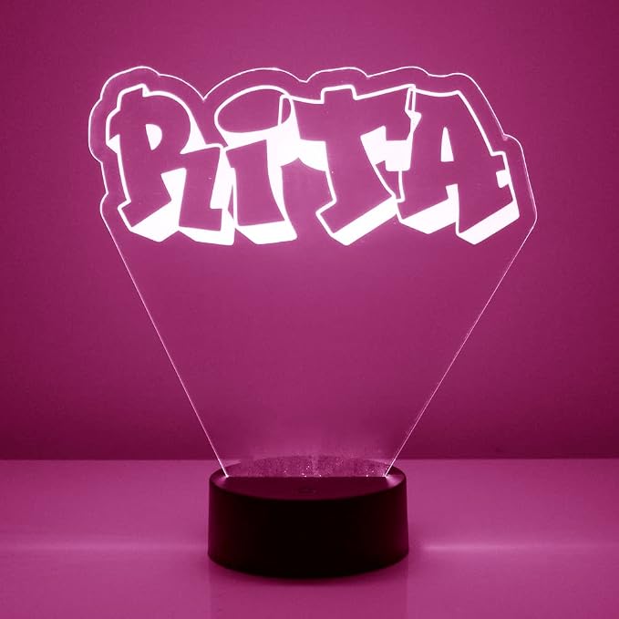 Custom Name LED Sign Night Light Lamp with Remote - Personalized Name or Image Display, Clear Acrylic Light Up Home Decor, 16 Colors & 4 Modes - Made in The USA (Style 27)