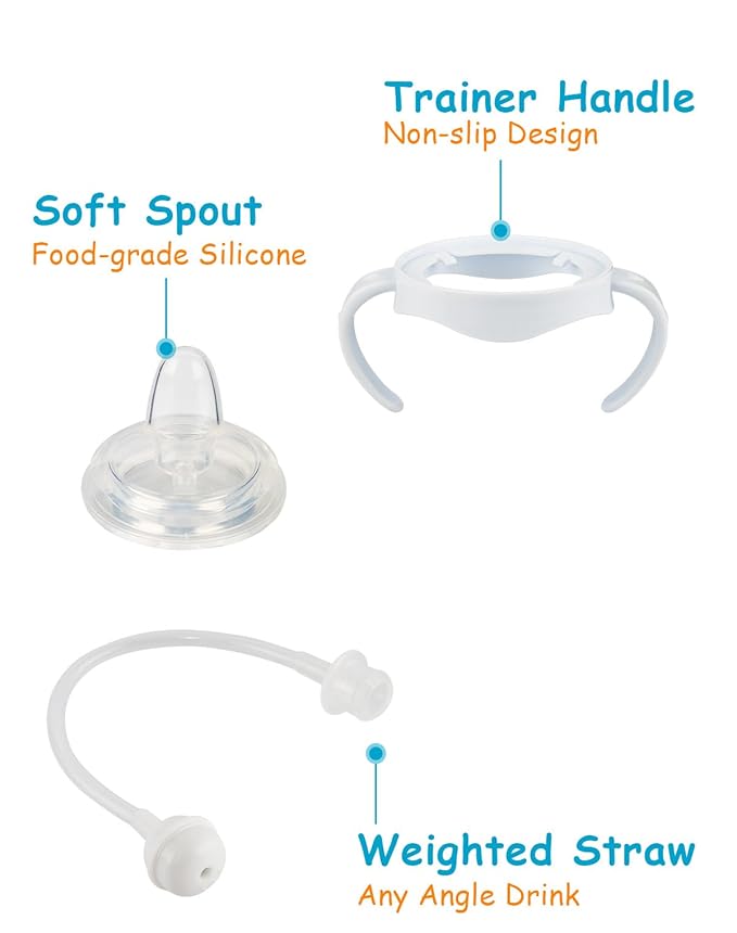 Sippy Cup Soft Conversion Kit for Philips Avent Natural Baby Bottle, Toddler Transition Kit with Silicone Sippy Spout Nipple, Weighted Straw, Bottle Handle, Cleaning Brush, 6-Pack