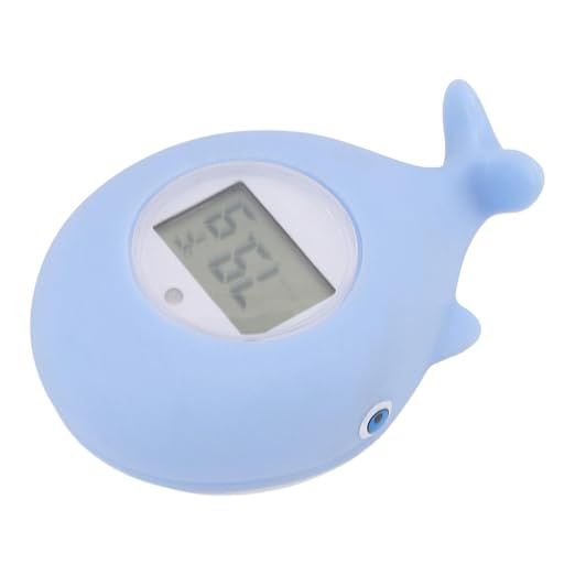 Baby Bath Thermometer, Durable ABS Digital Display Silent Alarm Whale Floating Digital Thermometer for Newborns Toddlers Parents Safe Bath Time