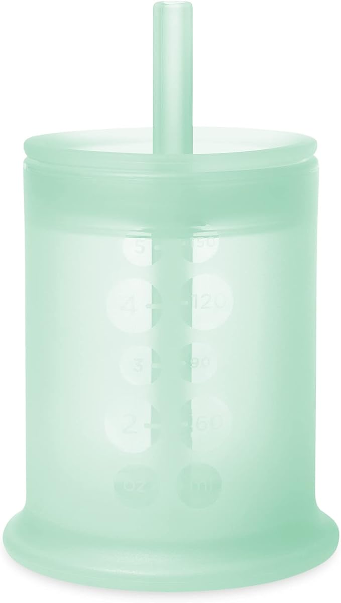 Olababy Silicone Training Cup with Straw Lid Bundle 5oz Mint + 9oz Lemon