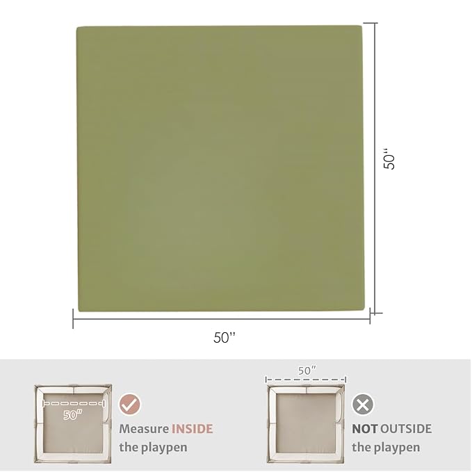 FONESO Leather Baby Play Mat, 50x50 Inch Thicken Memory Foam Cushioned Waterproof Playpen Mat, Wipeable Soft Crawling Tummy Time Floor Rug for Infants Toddlers Kids (Beige)
